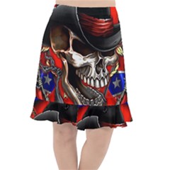 Confederate Flag Usa America United States Csa Civil War Rebel Dixie Military Poster Skull Fishtail Chiffon Skirt by Sapixe