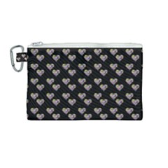 Patchwork Heart Black Canvas Cosmetic Bag (medium) by snowwhitegirl