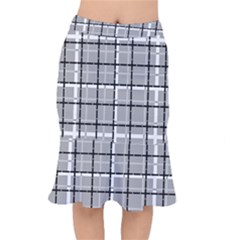 Pattern Carreaux Noir/gris Short Mermaid Skirt by kcreatif