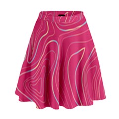 Pink Golden Lines High Waist Skirt by designsbymallika