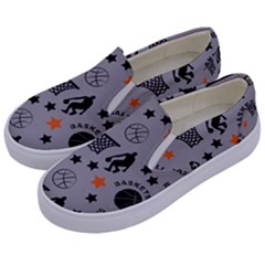 Slam Dunk Basketball Gray Kids  Canvas Slip Ons by mccallacoulturesports