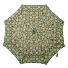 Snowflakes Slightly Snowing Down On The Flowers On Earth Hook Handle Umbrellas (medium) by pepitasart