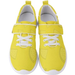 Yellow Pineapple Background Men s Velcro Strap Shoes by HermanTelo