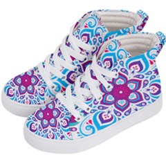 Mandala Blue Kids  Hi-top Skate Sneakers by designsbymallika