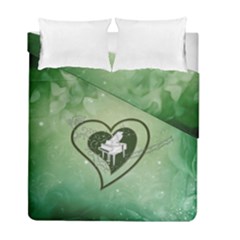Music, Piano On A Heart Duvet Cover Double Side (full/ Double Size) by FantasyWorld7