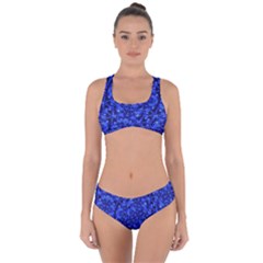 Blue Fancy Ornate Print Pattern Criss Cross Bikini Set by dflcprintsclothing