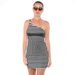 Maze Design Black White Background One Soulder Bodycon Dress by HermanTelo