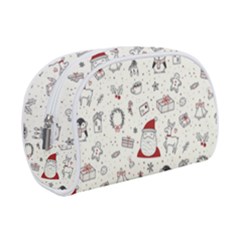 Cute Christmas Doodles Seamless Pattern Makeup Case (small) by Vaneshart