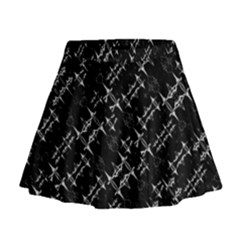 Black And White Ethnic Geometric Pattern Mini Flare Skirt by dflcprintsclothing