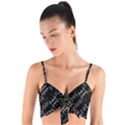 Black And White Ethnic Geometric Pattern Woven Tie Front Bralet View1