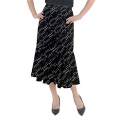 Black And White Ethnic Geometric Pattern Midi Mermaid Skirt by dflcprintsclothing