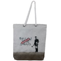 Banksy Graffiti Original Quote Follow Your Dreams Cancelled Cynical With Painter Full Print Rope Handle Tote (large) by snek