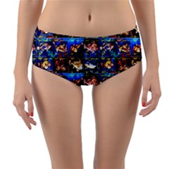 Fish Stamp 1 Reversible Mid-waist Bikini Bottoms by ArtworkByPatrick