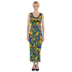 Clown World Pepe The Frog Honkhonk Meme Kekistan Funny Pattern Blue  Fitted Maxi Dress by snek