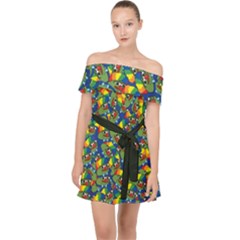 Clown World Pepe The Frog Honkhonk Meme Kekistan Funny Pattern Blue  Off Shoulder Chiffon Dress by snek