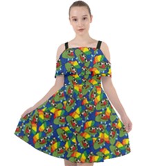 Clown World Pepe The Frog Honkhonk Meme Kekistan Funny Pattern Blue  Cut Out Shoulders Chiffon Dress by snek
