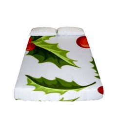 Christmas Holly Berry Seamless Pattern Fitted Sheet (full/ Double Size) by Vaneshart