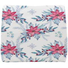 Watercolor Christmas Floral Seamless Pattern Seat Cushion by Vaneshart