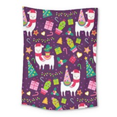 Colorful Funny Christmas Pattern Medium Tapestry by Vaneshart