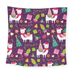 Colorful Funny Christmas Pattern Square Tapestry (large) by Vaneshart
