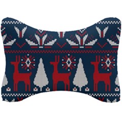 Knitted Christmas Pattern Seat Head Rest Cushion by Vaneshart