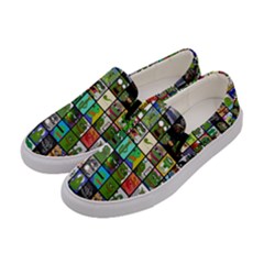 Pepe The Frog Memes Of 2019 Picture Patchwork Pattern Women s Canvas Slip Ons by snek