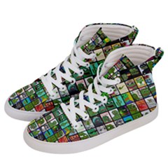 Pepe The Frog Memes Of 2019 Picture Patchwork Pattern Men s Hi-top Skate Sneakers by snek