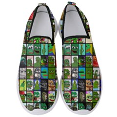 Pepe The Frog Memes Of 2019 Picture Patchwork Pattern Men s Slip On Sneakers by snek