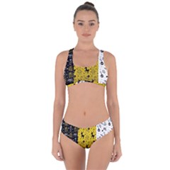 Black Golden Christmas Pattern Collection Criss Cross Bikini Set by Vaneshart