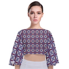 Df Donos Grid Tie Back Butterfly Sleeve Chiffon Top by deformigo