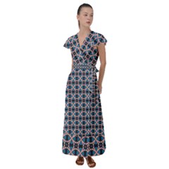 Df Alhambrine Cetta Flutter Sleeve Maxi Dress by deformigo