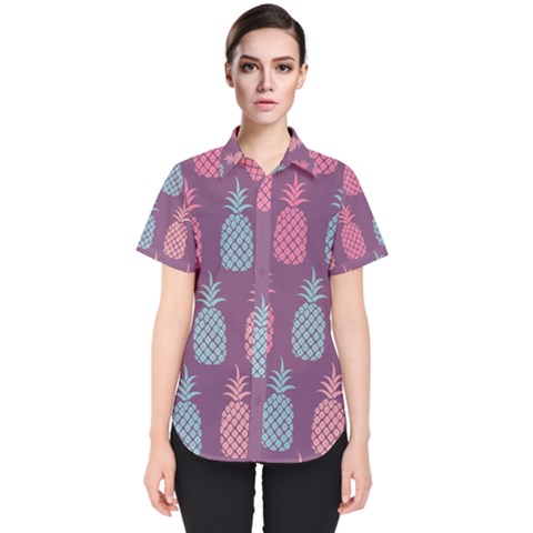 Pineapple Wallpaper Pattern 1462307008mhe Women s Short Sleeve Shirt by Sobalvarro