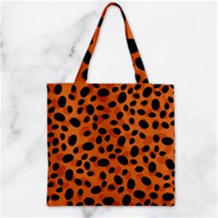 Orange Cheetah Animal Print Zipper Grocery Tote Bag by mccallacoulture