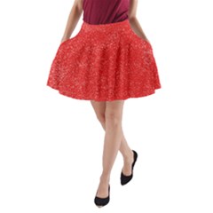 Modern Red And White Confetti Pattern A-line Pocket Skirt by yoursparklingshop
