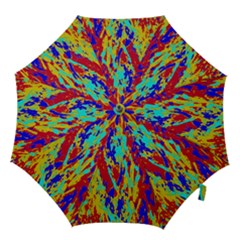 Multicolored Vibran Abstract Textre Print Hook Handle Umbrellas (small) by dflcprintsclothing