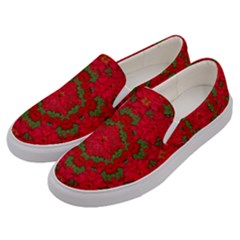 Bloom In Yule  Mandala Season Colors Men s Canvas Slip Ons by pepitasart
