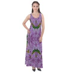 Fauna Flowers In Gold And Fern Ornate Sleeveless Velour Maxi Dress by pepitasart