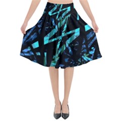 Modern Abstract Geo Print Flared Midi Skirt by dflcprintsclothing