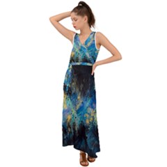 Luminescence V-neck Chiffon Maxi Dress by CKArtCreations