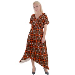 Df Mandarino Cross Front Sharkbite Hem Maxi Dress by deformigo