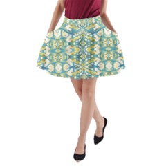 Colored Geometric Ornate Patterned Print A-line Pocket Skirt by dflcprintsclothing