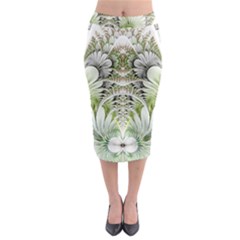Fractal Delicate White Background Midi Pencil Skirt by HermanTelo