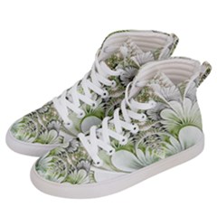 Fractal Delicate White Background Women s Hi-top Skate Sneakers by HermanTelo