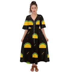 Festive Seamless Pattern With National Taco Food Kimono Sleeve Boho Dress by Wegoenart