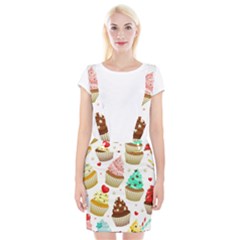 Seamless Pattern Yummy Colored Cupcakes Braces Suspender Skirt by Wegoenart
