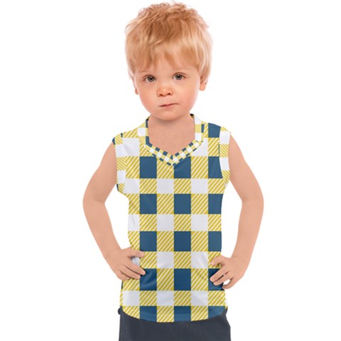Diagonal Checkered Plaid Seamless Pattern Kids  Sport Tank Top by Wegoenart