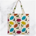 Pattern With Paper Tulips Zipper Grocery Tote Bag View1