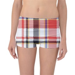 Plaid Mosaic Pixel Seamless Pattern Reversible Boyleg Bikini Bottoms by Wegoenart