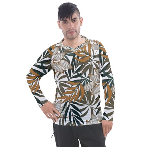 Trendy Seamless Tropical Pattern With Bright White Yellow Flowers Men s Pique Long Sleeve Tee by Wegoenart