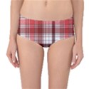 Red Abstract Check Textile Seamless Pattern Mid-Waist Bikini Bottoms View1
